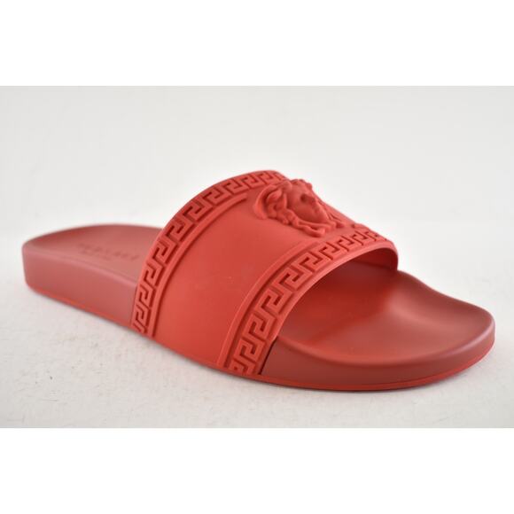 Versace Medusa Palazzo Red Rubber Logo Slide Pool Sandal Flip Flop Flat 44 11 main image 10